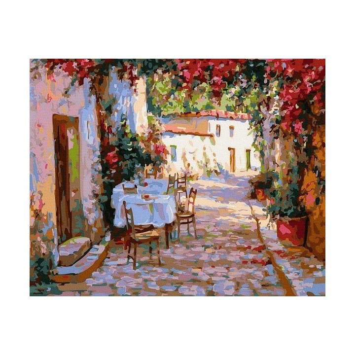 Tapyba pagal skaičius kaimiško kiemo vaizdas, 40×50 cm