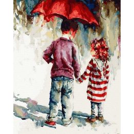 Tapyba pagal skaičius Raudonas skėtis 40x50 cm