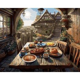 Tapyba pagal skaičius pusryčių motyvu 40x50 cm