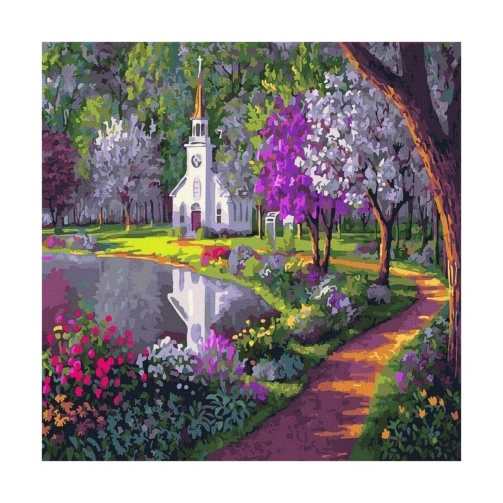 Tapyba pagal skaičius Pavasario koplyčia 40x40 cm