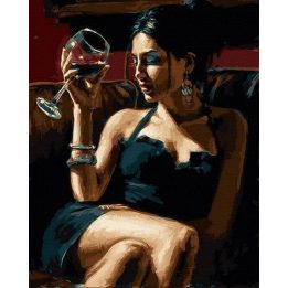 Tapyba pagal skaičius moteris su vyno taure 40x50 cm