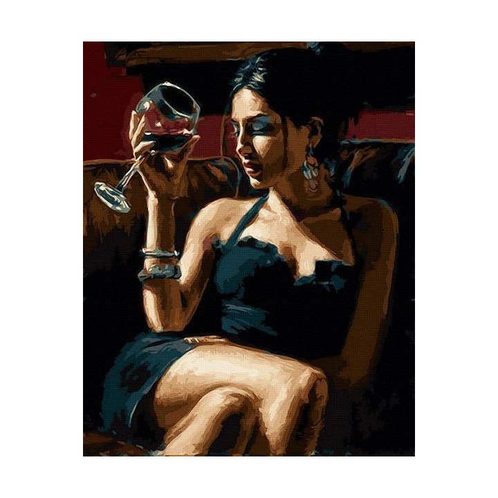Tapyba pagal skaičius moteris su vyno taure 40x50 cm