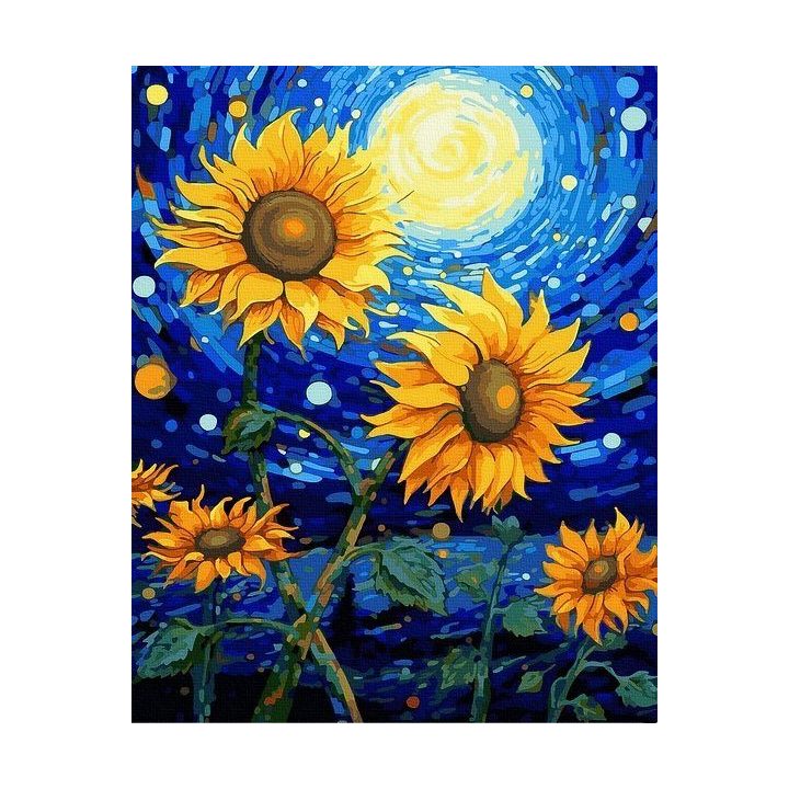 Tapyba pagal skaičius Žvaigždėtos saulėgrąžos“, 40×50 cm