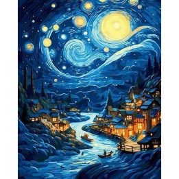 Tapyba pagal skaičius Naktinis miestas 40x50 cm