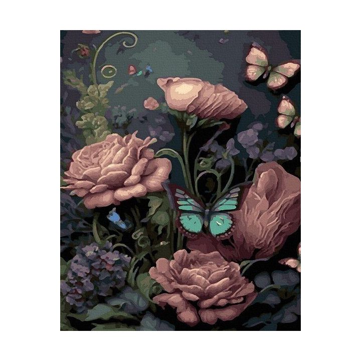Tapyba pagal skaičius su drugeliais ir rožėmis, 40×50 cm