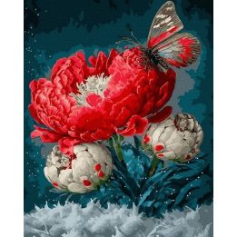 Tapyba pagal skaičius su drugeliais ir aguonomis 40x50 cm