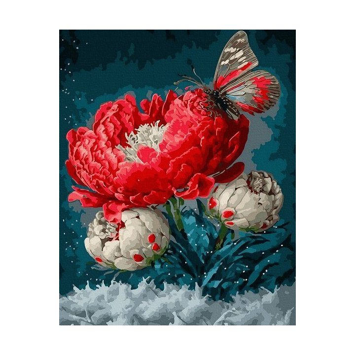 Tapyba pagal skaičius su drugeliais ir aguonomis 40x50 cm