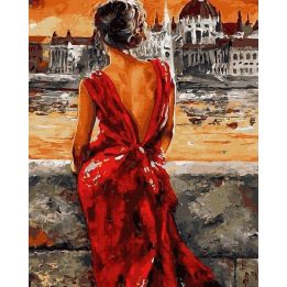 Tapyba pagal skaičius raudona ponia 40x50 cm