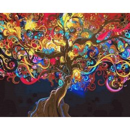 Tapyba pagal skaičius – spalvingas medis 40x50 cm