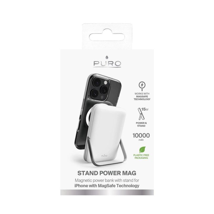 Išorinė baterija su MagSafe ir stovu, balta 10000 mAh