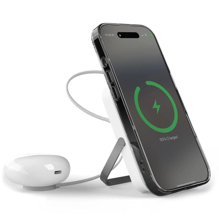 Išorinė baterija su MagSafe ir stovu, balta 10000 mAh