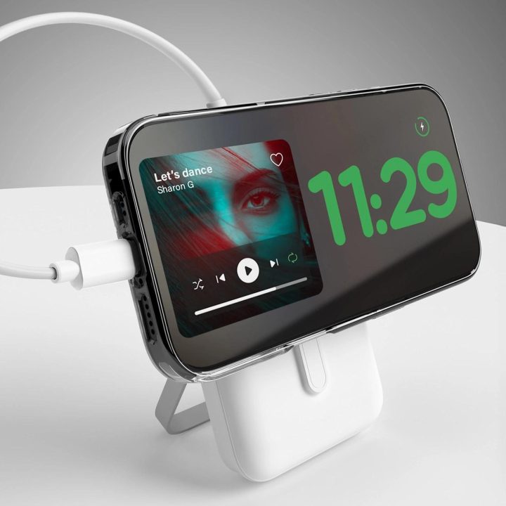 Išorinė baterija su MagSafe ir stovu, balta 10000 mAh