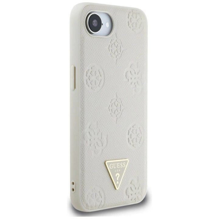 Telefono dėklas smėlio spalvos su Guess logotipu iPhone 16