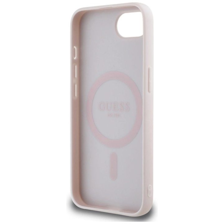 Telefono dėklas smėlio spalvos su Guess logotipu iPhone 16