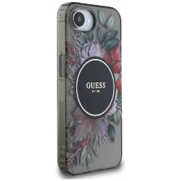 Telefono dėklas iPhone 16 juodas su gėlėmis MagSafe