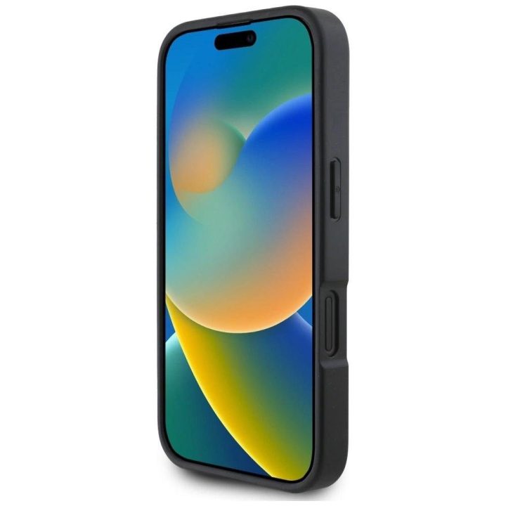Telefono dėklas iPhone 16 juodas su kortelių skyreliu