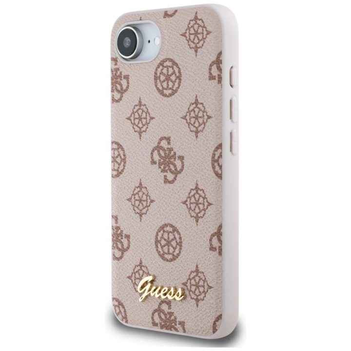 Telefono dėklas iPhone 16 rudos spalvos su Guess logotipu