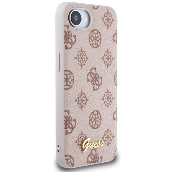 Telefono dėklas iPhone 16 rudos spalvos su Guess logotipu