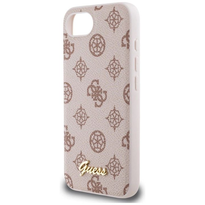 Telefono dėklas iPhone 16 rudos spalvos su Guess logotipu