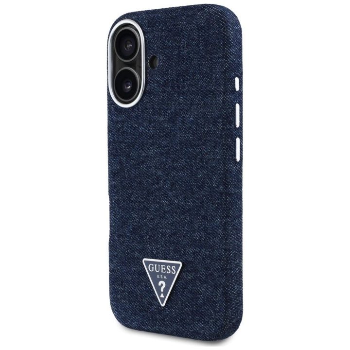 Telefono dėklas iPhone 16 mėlynas su Guess logotipu magnetinis