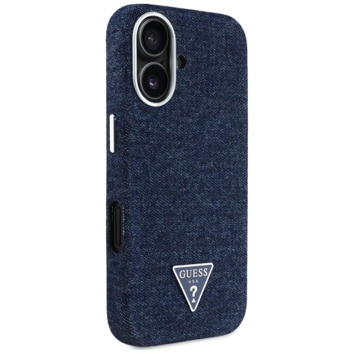 Telefono dėklas iPhone 16 mėlynas su Guess logotipu magnetinis