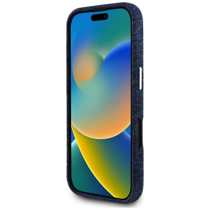 Telefono dėklas iPhone 16 mėlynas su Guess logotipu magnetinis