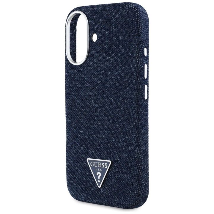 Telefono dėklas iPhone 16 mėlynas su Guess logotipu magnetinis