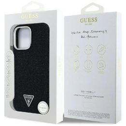 Telefono dėklas iPhone 16 Pro juodas Guess su logotipu