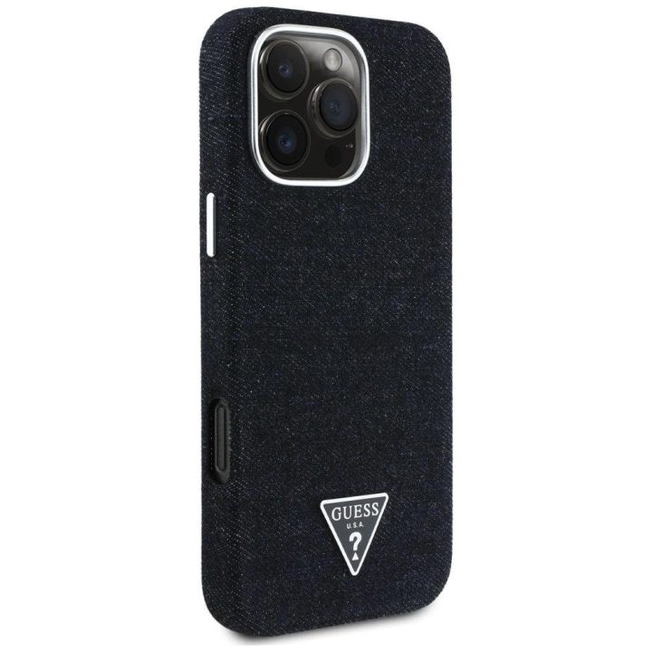 Telefono dėklas iPhone 16 Pro juodas Guess su logotipu