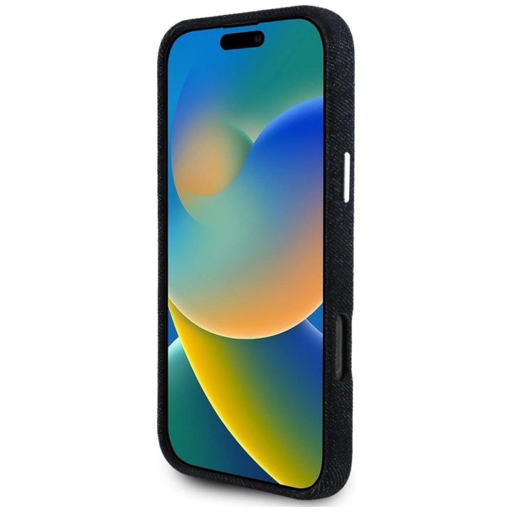 Telefono dėklas iPhone 16 Pro juodas Guess su logotipu