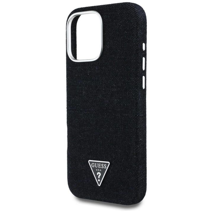 Telefono dėklas iPhone 16 Pro juodas Guess su logotipu