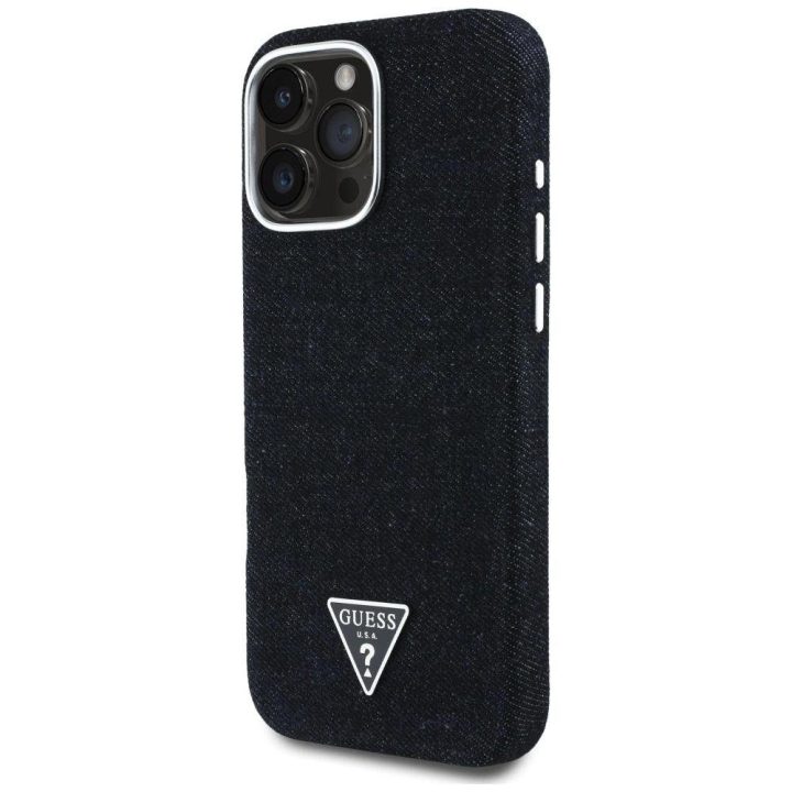 Telefono dėklas iPhone 16 Pro juodas Guess su logotipu