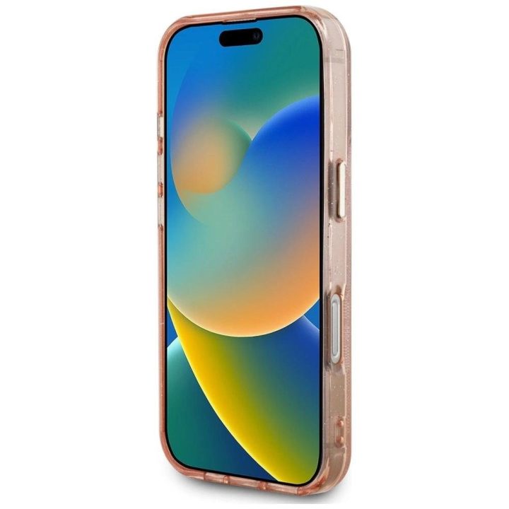 Telefono dėklas iPhone 16 Pro Max su blizgučiais rožinis