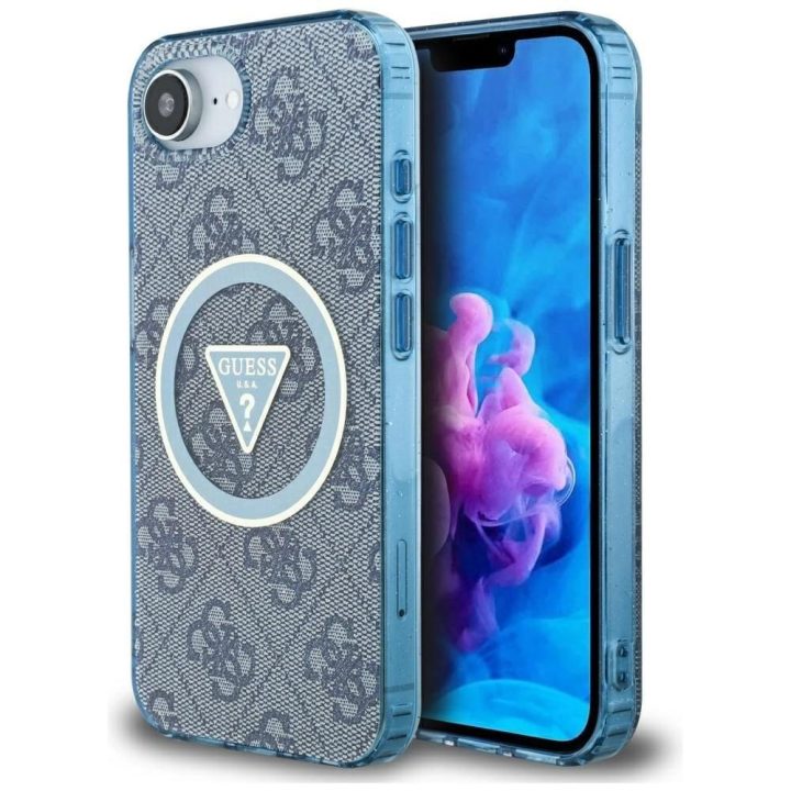 Telefono dėklas iPhone 16 su blizgučiais mėlynas