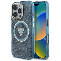 Telefono dėklas iPhone 16 Pro mėlynas su blizgučiais