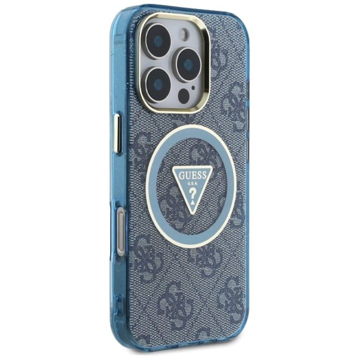 Telefono dėklas iPhone 16 Pro mėlynas su blizgučiais