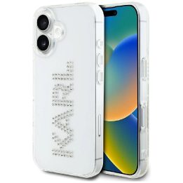 Dėklas iPhone 16 skaidrus su kristalais Karl Lagerfeld