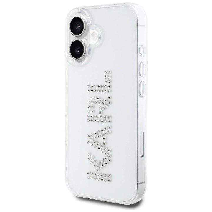 Dėklas iPhone 16 skaidrus su kristalais Karl Lagerfeld