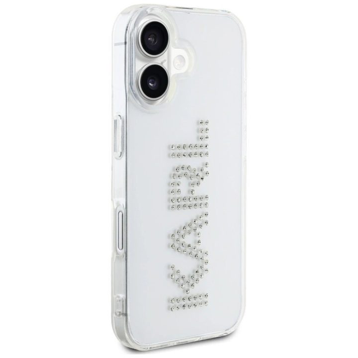 Dėklas iPhone 16 skaidrus su kristalais Karl Lagerfeld