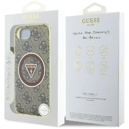 Telefono dėklas iPhone 16, rudas su blizgučiais, MagSafe