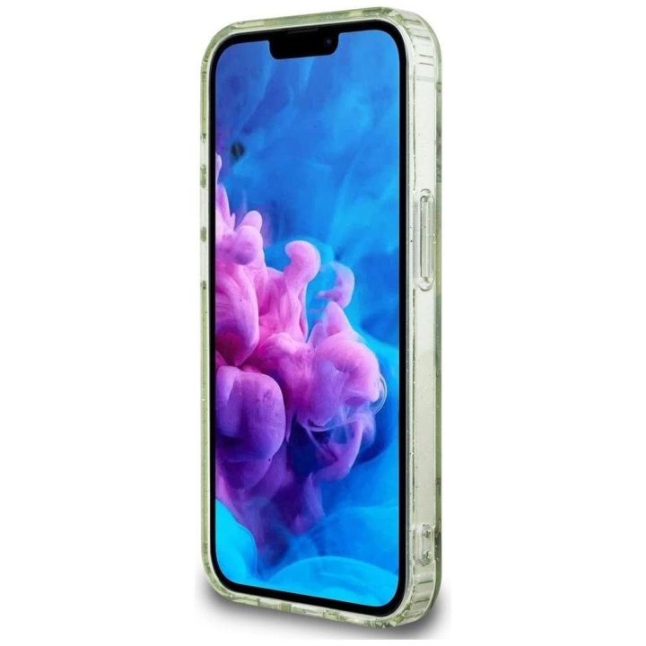 Telefono dėklas iPhone 16 su gėlėmis ir MagSafe, žalias