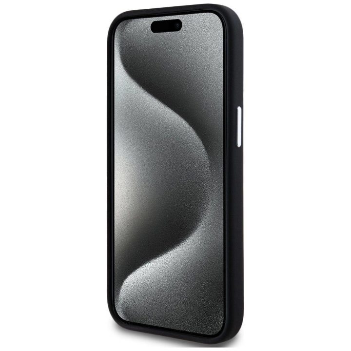 Telefono dėklas iPhone 15 juodas silikoninis Karl Lagerfeld