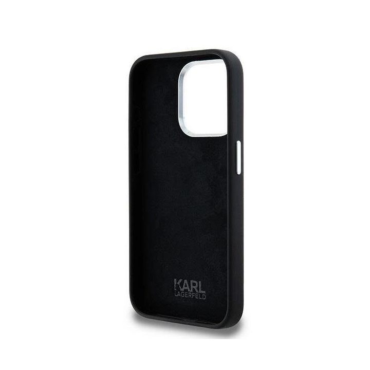 Telefono dėklas Karl Lagerfeld juodas silikoninis iPhone 15 Pro Max