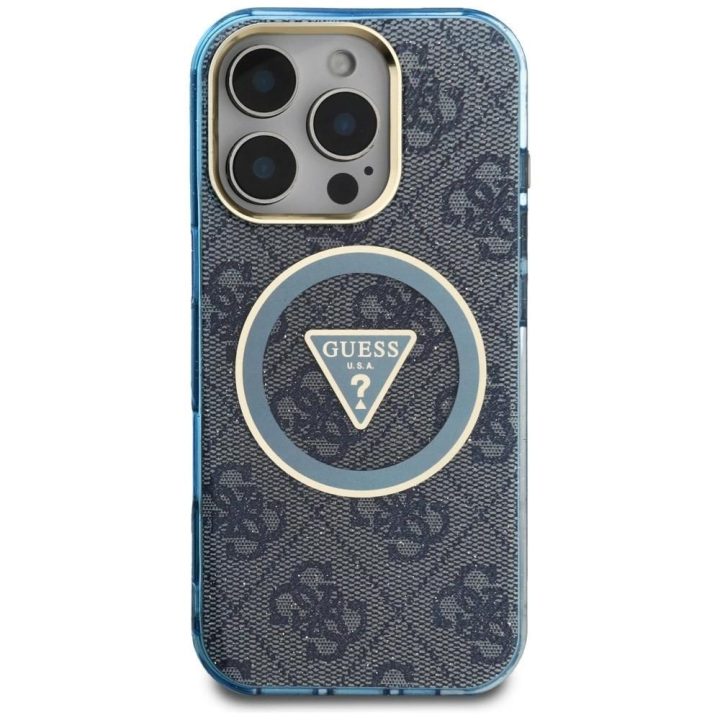 Telefono dėklas iPhone 16 Pro Max mėlynas su blizgučiais