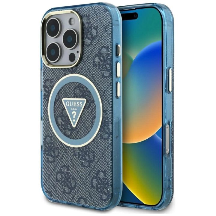 Telefono dėklas iPhone 16 Pro Max mėlynas su blizgučiais
