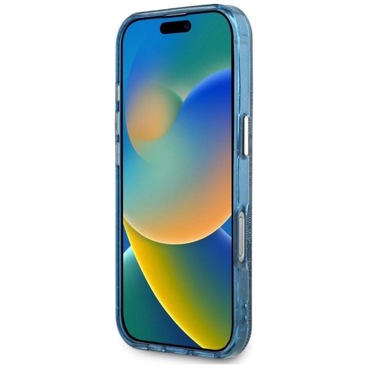 Telefono dėklas iPhone 16 Pro Max mėlynas su blizgučiais