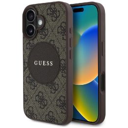 Telefono dėklas su MagSafe rudas Guess 4G logotipu