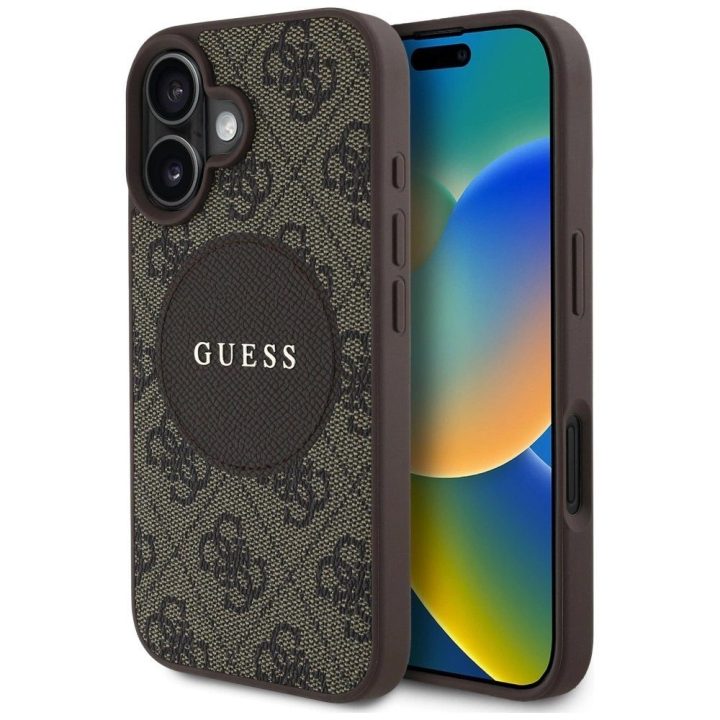 Telefono dėklas su MagSafe rudas Guess 4G logotipu