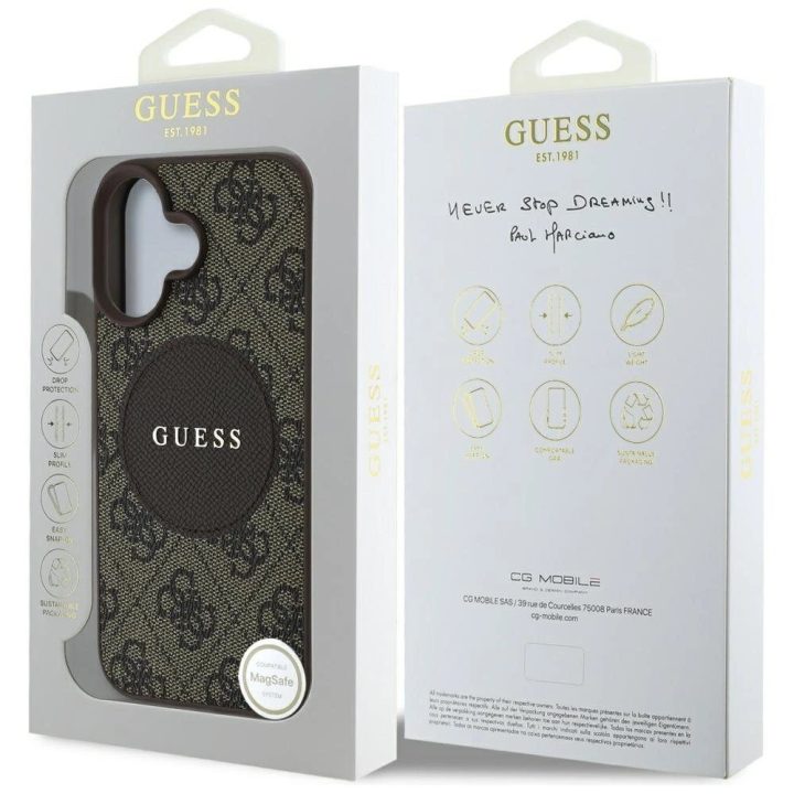 Telefono dėklas su MagSafe rudas Guess 4G logotipu