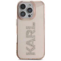 Telefono dėklas iPhone 16 Pro rožinis su Karl Lagerfeld logotipu